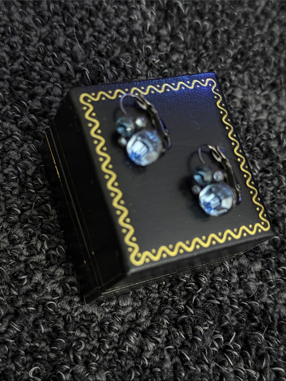 Givenchy Blue Crystal Leverback Earrings